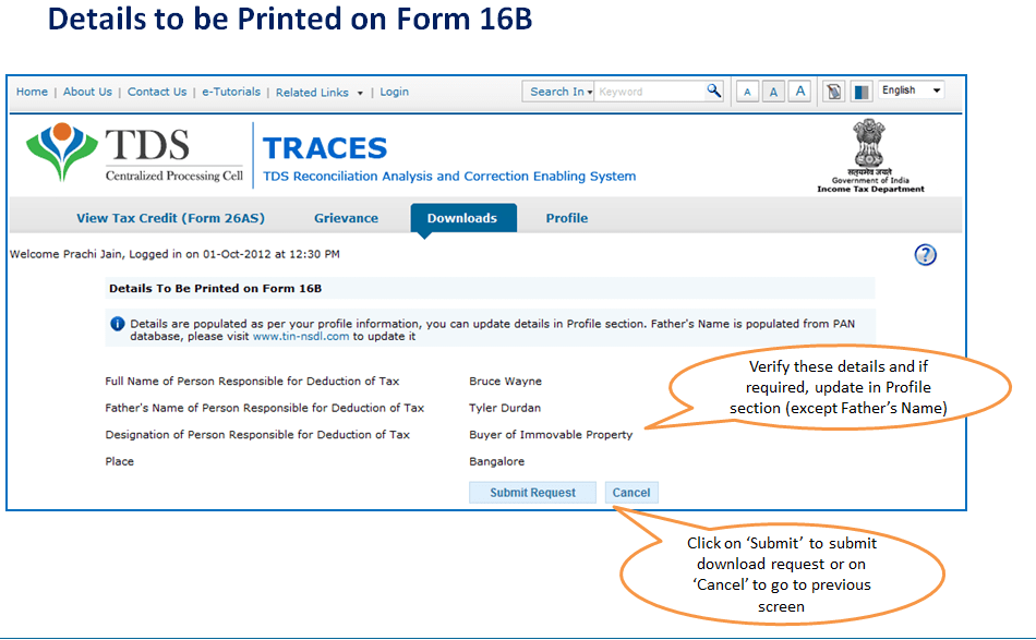 TDS Certificate. Tax on buyers.