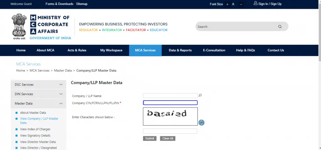 Company Registration Status