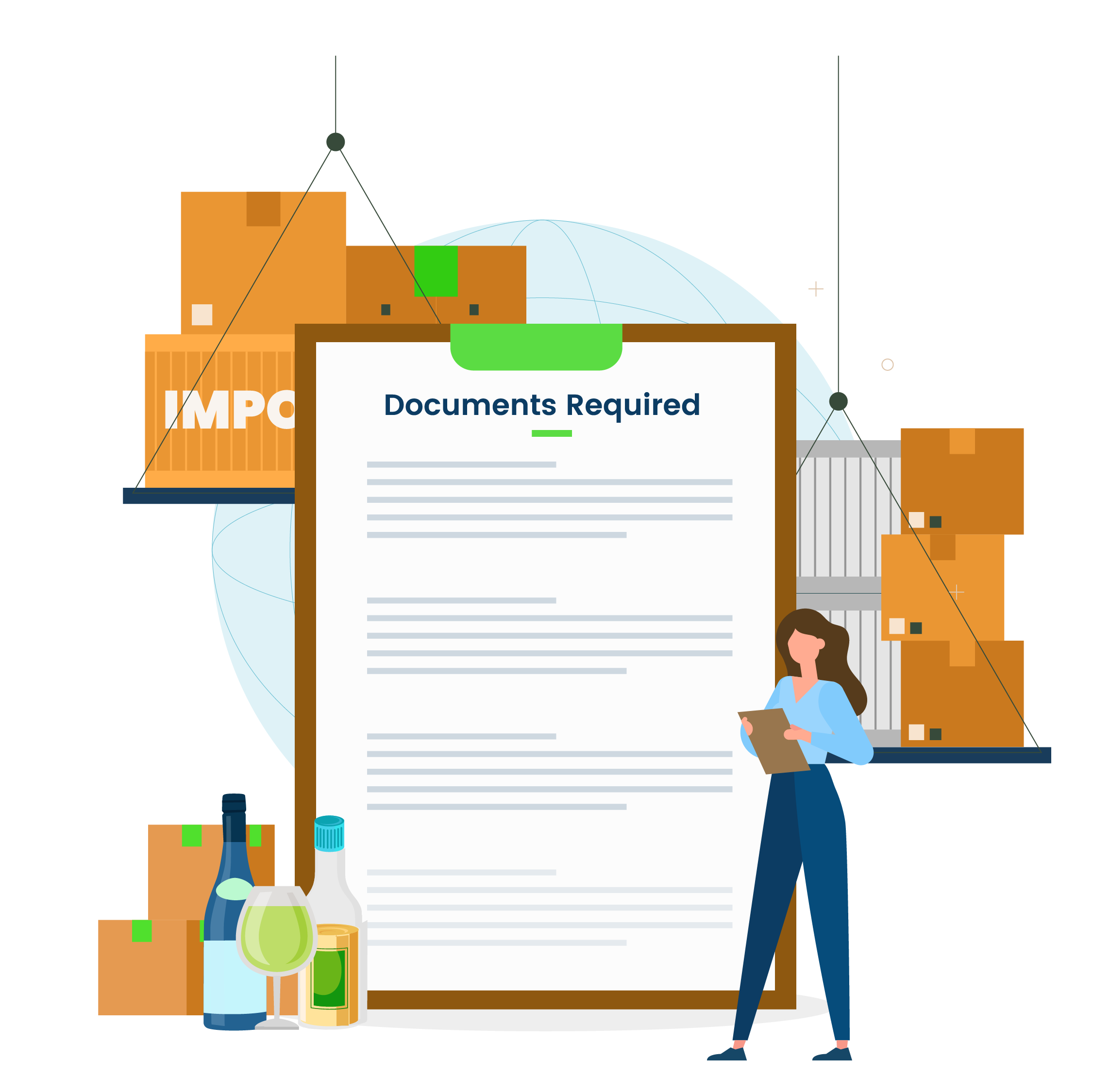 Documents required in import and export liquor license